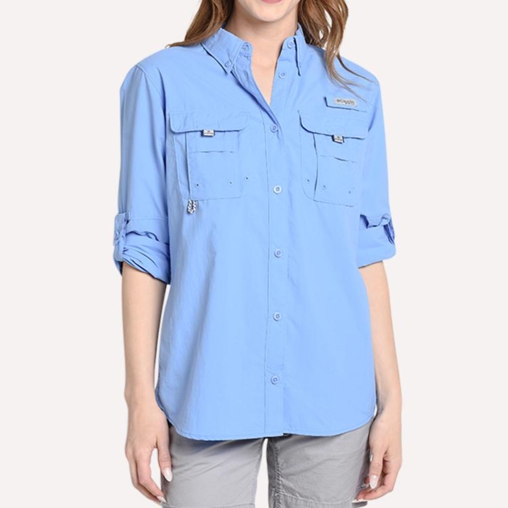 Columbia Blue PFG Bahama Long-Sleeve Shirt M